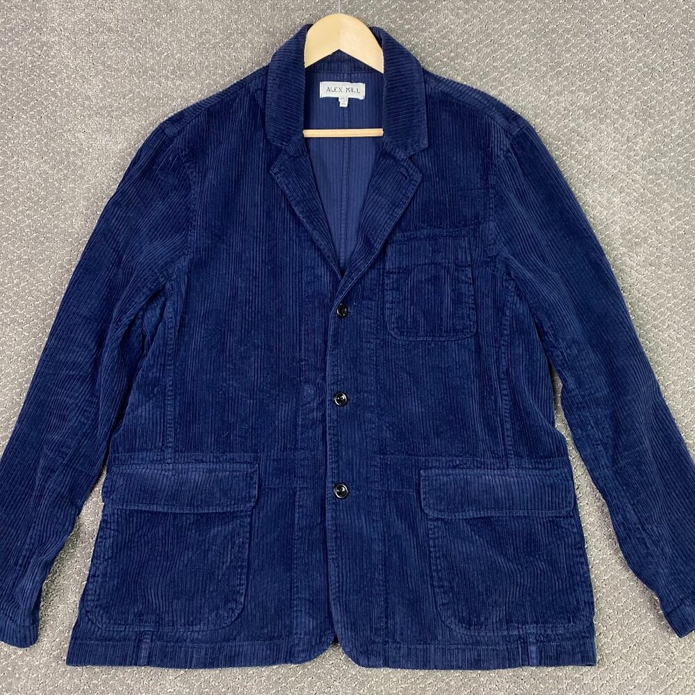 Alex Mill Corduroy Blazer Men's XL Blue 3 Button Jacket Cotton